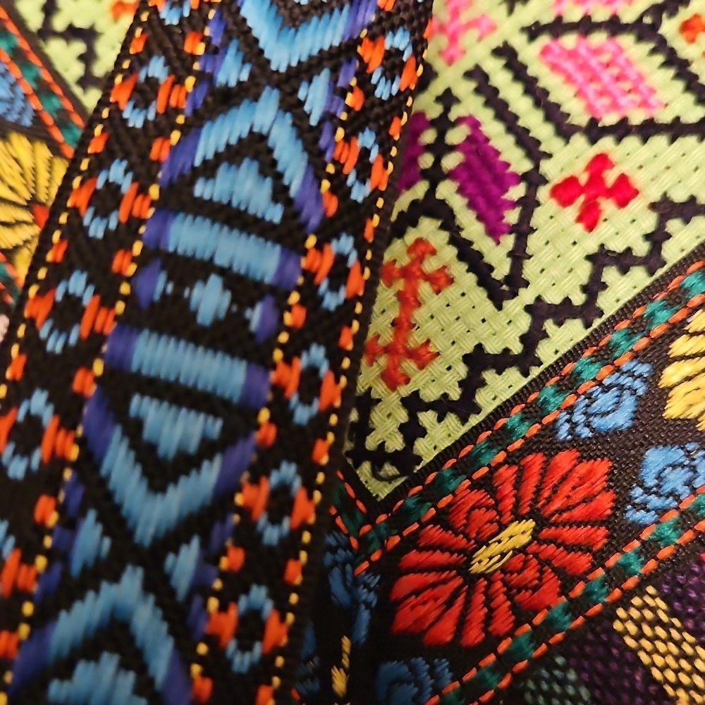 Boho Crossbody Bag Aztec/Mexican Design w Fringe & Wooden Beads Woven Pattern - Picture 8 of 10